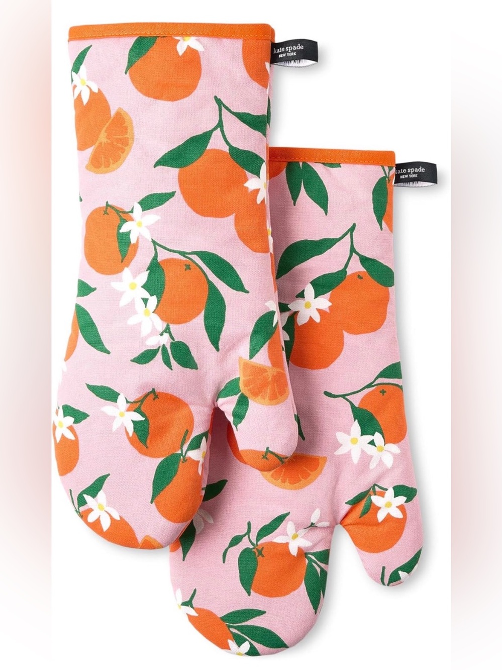 kate spade Pink Oven Mitts with Orange Fruit Print - Picture 2 of 3